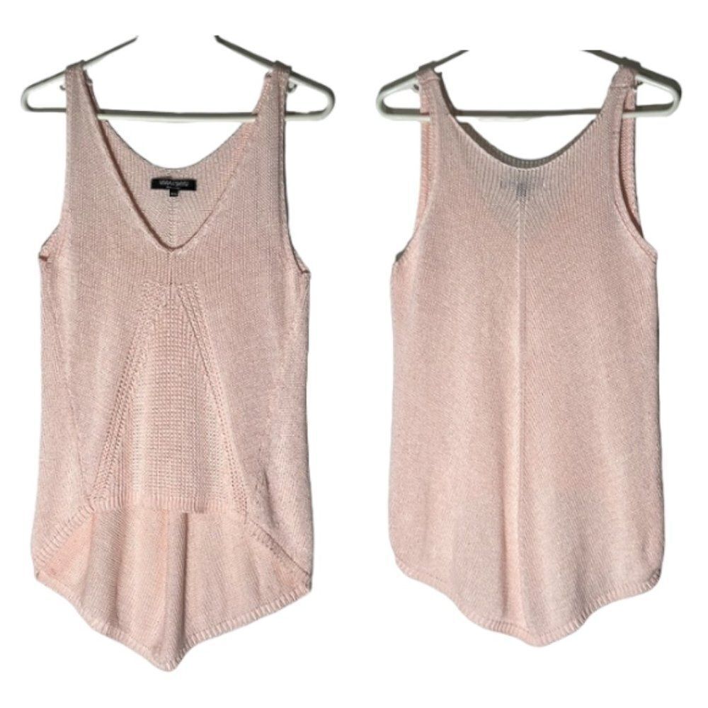 Vivian Shyu Italy Women's Pink Knit V-Neck Tank High-Low Hem NWOT Size Medium